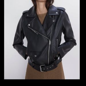 NWT Zara faux leather biker jacket